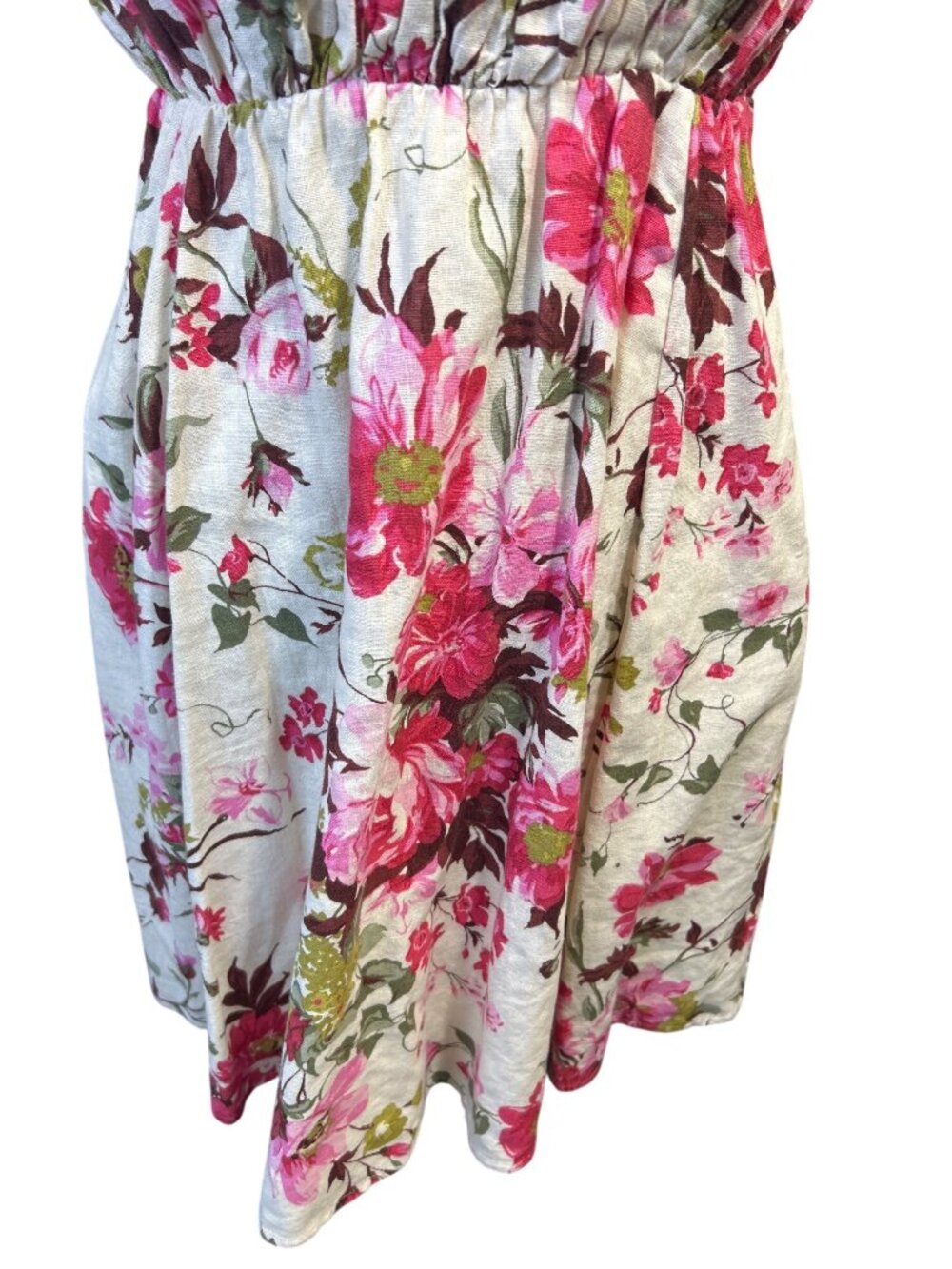 Abercrombie Floral Babydoll Dress Sz M Linen Blend Trendy Puff Sleeve Romantic - Picture 8 of 12